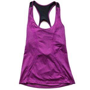 KYODAN Racerback Tank Top w/ Lined Sports Bra Pink w/ Dark Gray Trim Women's S
